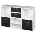 White Wood Grain/Black Storage Set with Foldable Storage Bins Z3351