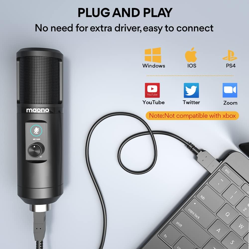 USB Microphone with One-Touch Mute and Gain Knob, Pack of 2 H3979