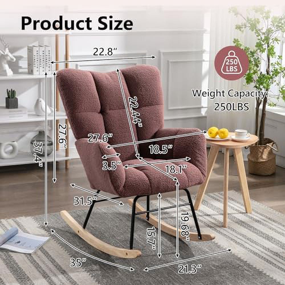 Grey Velvet Upholstered Nursery Rocking Chair N452932