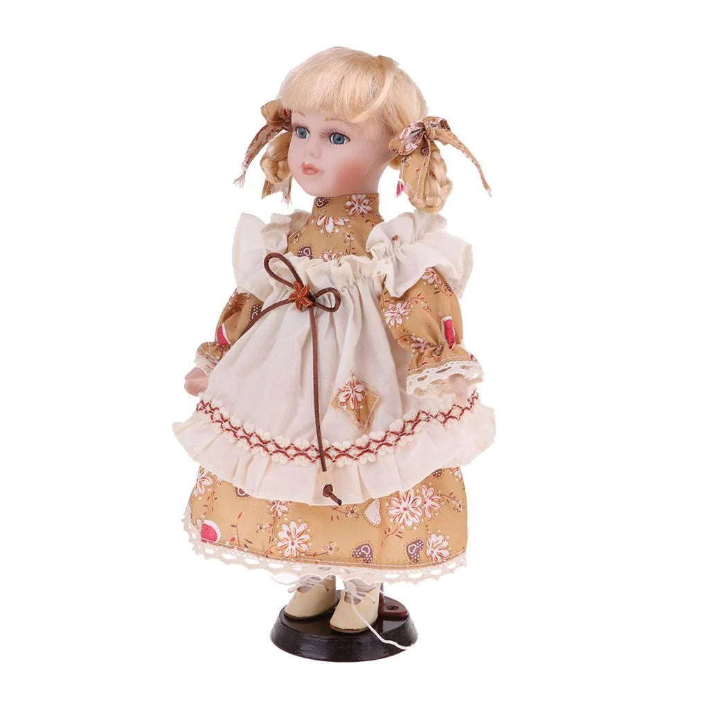 30cm Porcelain Doll Girl Figures with Stand B5108
