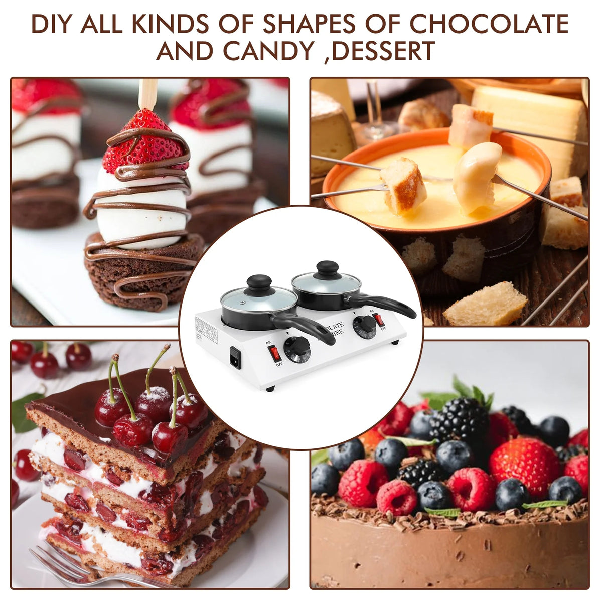 Chocolate Melting Pot, Double Pots Electric Melter A240