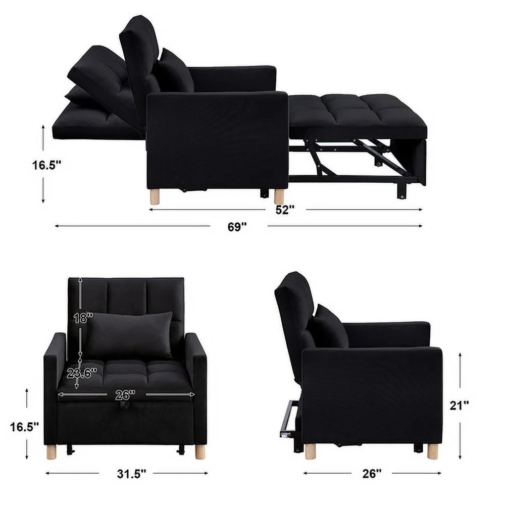 Convertible Sleeper Sofa Chair Bed with Pillow L982815