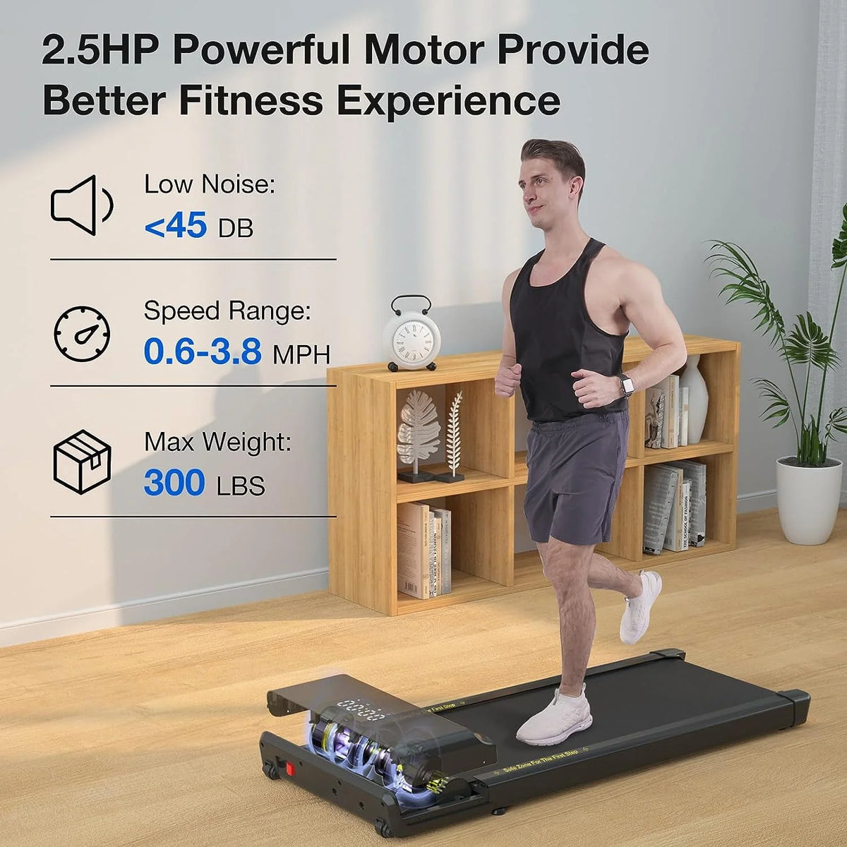 2.5Hp 300lbs Walking Pad Treadmill with Remote Control Q9479